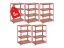 Regál 1500x700x300 mm lakovaný 4-policový, nosnost 700 kg - červený - 5ks