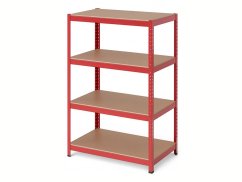 Regál 1500x700x300 mm lakovaný 4-policový, nosnost 700 kg - červený