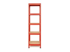 Regál 1800x400x400 mm lakovaný 5-policový, nosnost 875 kg - červený - 4ks