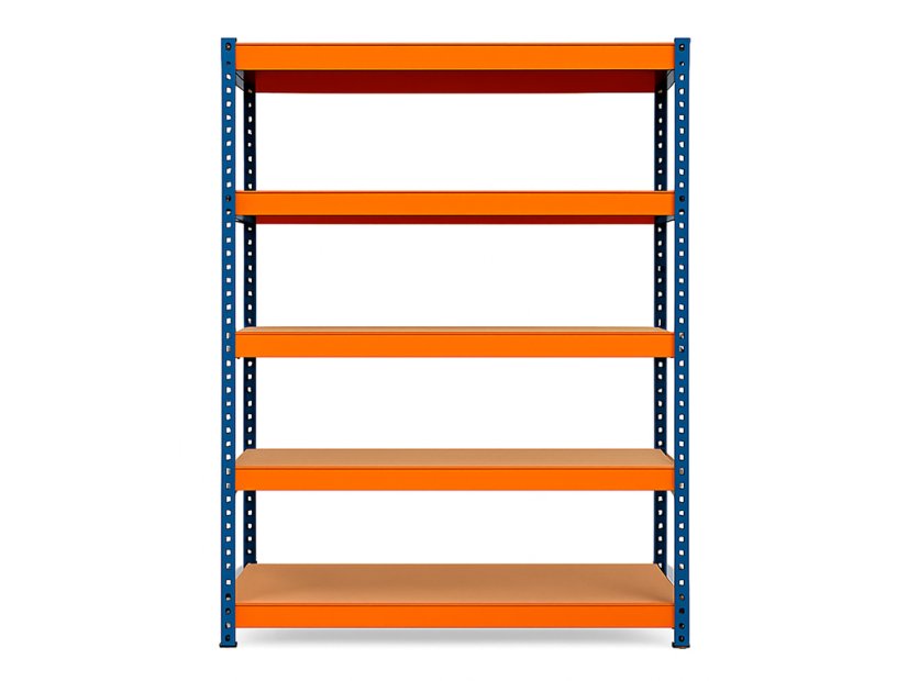 Regál 2000x900x500 mm lakovaný 5-policový, nosnost 1000 kg - modro-oranžový