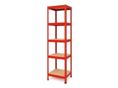 Regál 1800x400x400 mm lakovaný 5-policový, nosnost 875 kg - červený