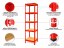 Polcrendszer 1800x400x400 mm festett 5 polcos, teherbírás 875 kg - piros