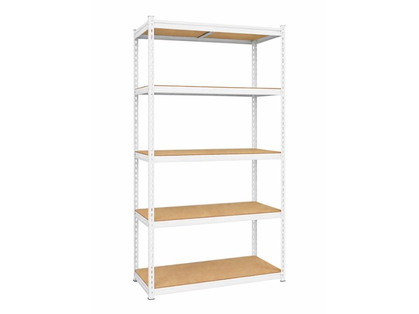 Regál 1830x900x400 mm lakovaný 5-policový, nosnost 1000 kg, RIVET - bílý