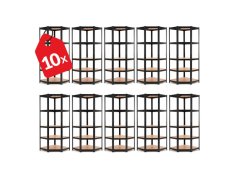 Regál 1800x900x400 mm rohový lakovaný 5-policový, nosnost 875 kg - černý - 10ks