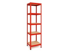 Regál 1800x400x400 mm lakovaný 5-policový, nosnost 875 kg - červený - 5ks