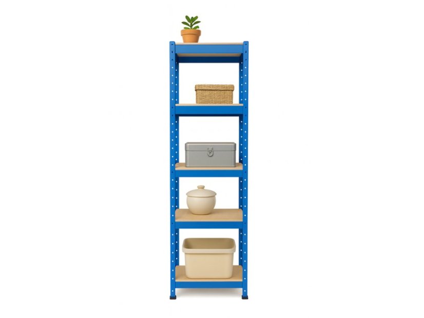Regál 1800x400x400 mm lakovaný 5-policový, nosnost 875 kg - modrý - 5ks
