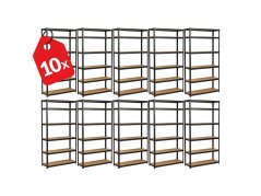 Regál 2200x1200x500 mm lakovaný 6-policový, nosnosť 1050 kg - čierny - 10ks