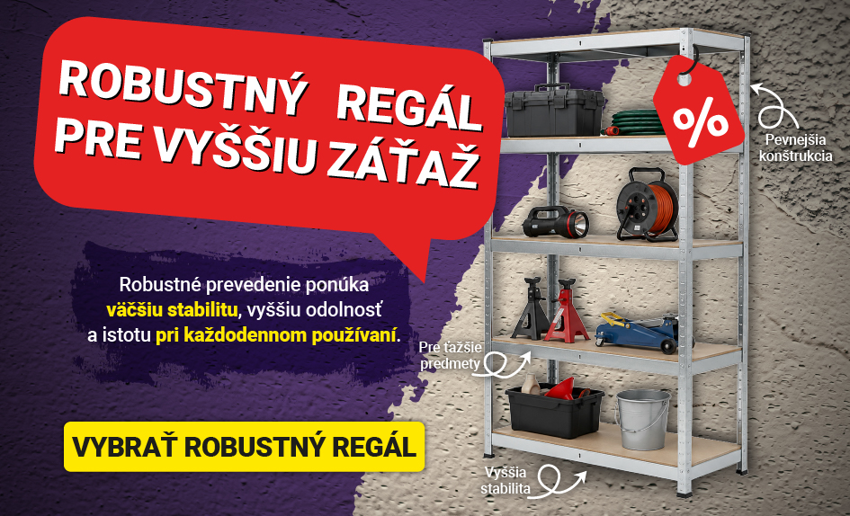 Robustný regál pre vyššiu záťaž – pevná konštrukcia a vyššia stabilita