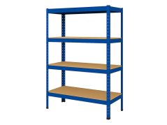 Regál 1500x700x300 mm lakovaný 4-policový, nosnost 700 kg - modrý