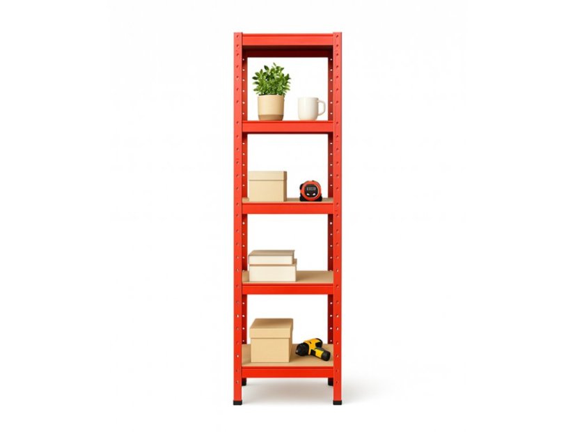 Regál 1800x400x400 mm lakovaný 5-policový, nosnost 875 kg - červený - 5ks
