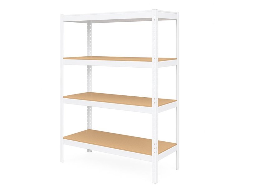 Regál 1600x800x400 mm lakovaný 4-policový, nosnost 700 kg - bílý