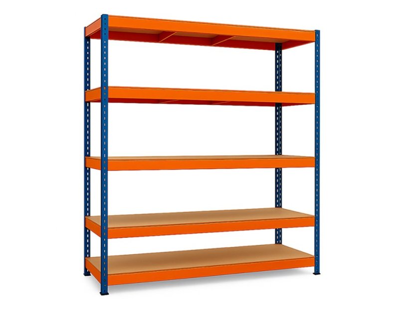 Regál 2500x1600x500 mm profesionální 5-policový, nosnost 2000 kg - modro-oranžový