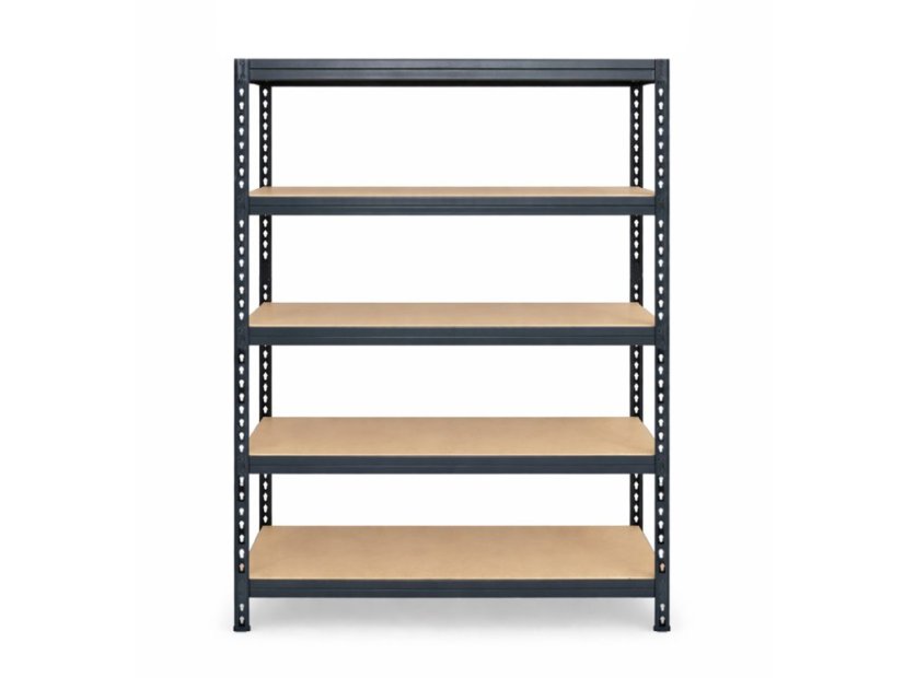 Regál 1830x600x400 mm lakovaný 5-policový, nosnost 1000 kg, RIVET - černý