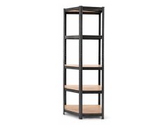 Regál 1800x900x400 mm rohový lakovaný 5-policový, nosnost 875 kg - černý - 2ks