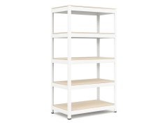 Regál 1800x900x400 mm lakovaný 5-policový, nosnost 875 kg - bílý - 5ks