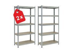 Regál 1800x900x300 mm robustní zinkovaný 5-policový, nosnost 1000 kg - 2ks