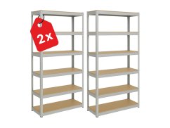 Regál 2200x1000x400 mm pozinkovaný 6-policový, nosnosť 1050 kg - 2ks