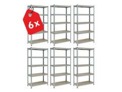 Regál 1600x800x400 mm pozinkovaný 5-policový, nosnosť 875 kg - 6ks