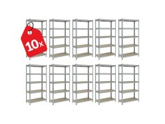Regál 1800x900x400 mm pozinkovaný 5-policový, nosnosť 875 kg - 10ks