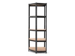 Polcrendszer 1800x900x400 mm sarokos lakkozott 5-polcos, teherbírás 875 kg - fekete - 6db