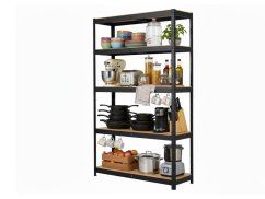 Regál 2000x1000x500 mm lakovaný 5-policový, nosnost 875 kg - černý