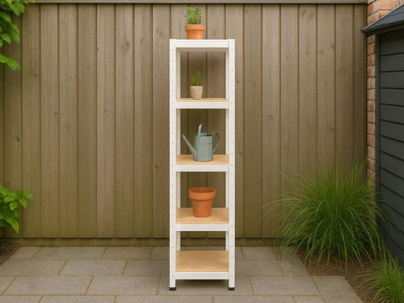 Regál 1800x400x400 mm lakovaný 5-policový, nosnosť 875 kg - biely