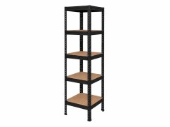 Regál 1830x400x400 mm lakovaný 5-policový, nosnost 1000 kg, RIVET - černý