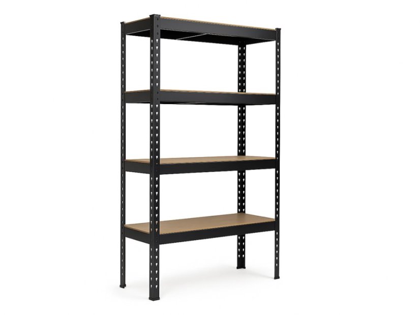Regál 1800x1800x500 mm profesionální 4-policový, nosnost 1600 kg - černý