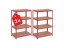 Regál 1500x700x300 mm lakovaný 4-policový, nosnost 700 kg - červený - 2ks