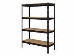 Regál 1500x700x300 mm lakovaný 4-policový, nosnost 700 kg - černý