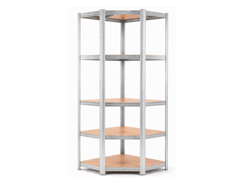 Regál 1800x900x400 mm rohový zinkovaný 5-policový, nosnost 875 kg