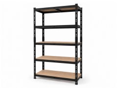 Regál 1800x900x400 mm lakovaný 5-policový, nosnost 1000 kg - černý