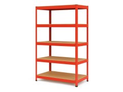 Regál 1800x900x400 mm lakovaný 5-policový, nosnost 875 kg - červený