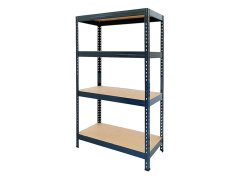 Regál 1500x700x300 mm lakovaný 4-policový, nosnost 700 kg, RIVET - černý