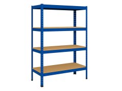 Regál 1500x700x300 mm lakovaný 4-policový, nosnost 700 kg - modrý - 5ks