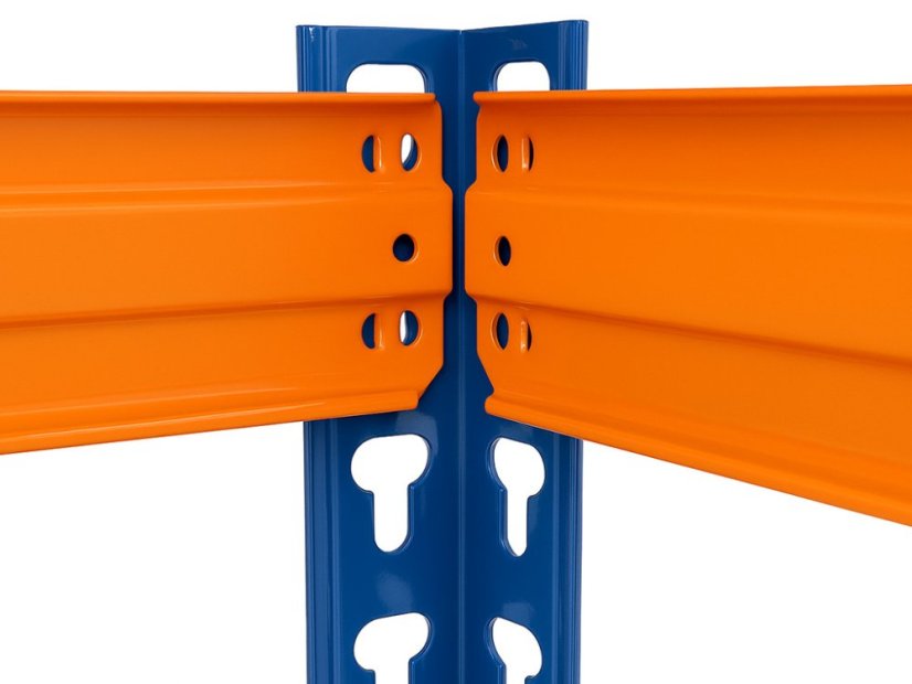 Regál 2500x1600x500 mm profesionální 5-policový, nosnost 2000 kg - modro-oranžový