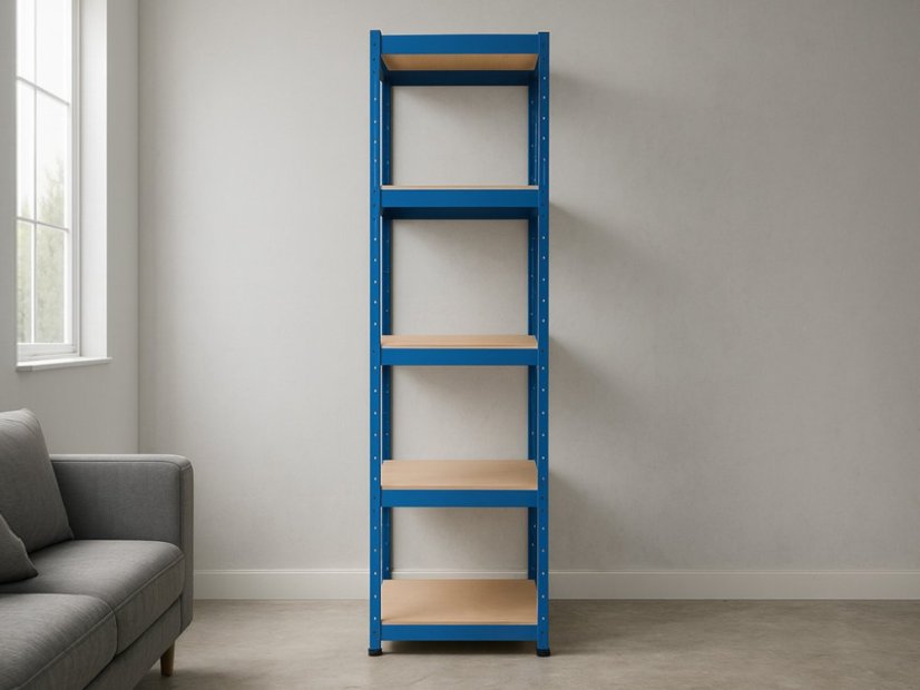 Regál 1800x400x400 mm lakovaný 5-policový, nosnost 875 kg - modrý - 5ks
