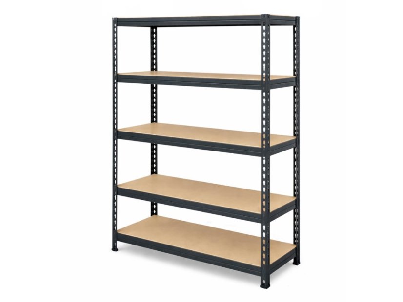 Regál 1830x600x400 mm lakovaný 5-policový, nosnost 1000 kg, RIVET - černý