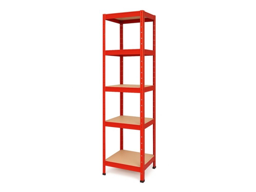 Regál 1800x400x400 mm lakovaný 5-policový, nosnost 875 kg - červený - 5ks
