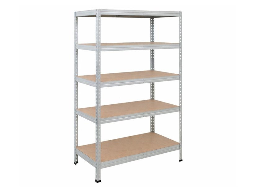Regál 1830x900x300 mm zinkovaný 5-policový, nosnost 1000 kg, RIVET