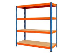 Regál 1800x1400x400 mm profesionální 4-policový, nosnost 1200 kg - modro-oranžový