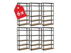Regál 2200x1000x400 mm lakovaný 6-policový, nosnosť 1050 kg - čierny - 6ks