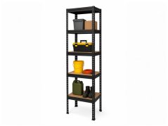 Regál 1830x400x400 mm lakovaný 5-policový, nosnost 1000 kg, RIVET - černý