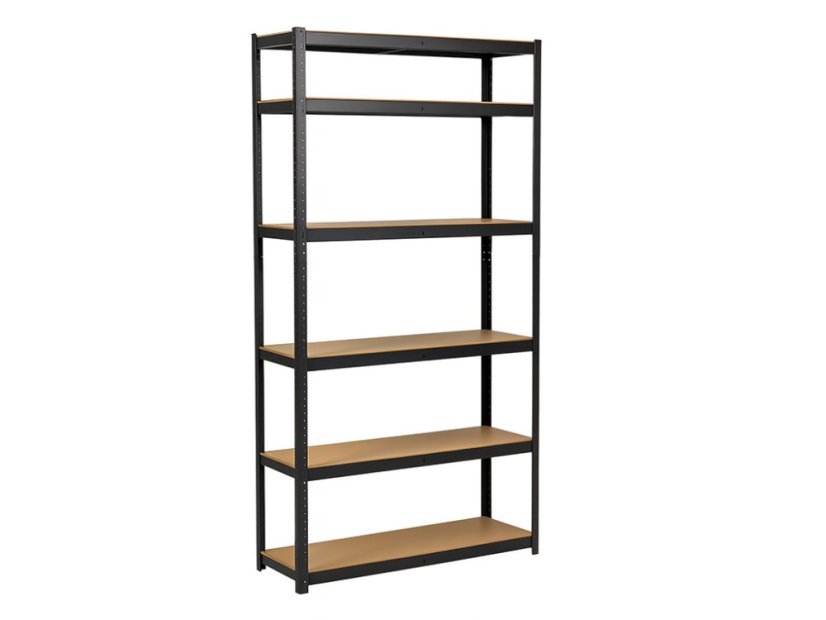 Regál 2400x900x600 mm lakovaný 6-policový, nosnost 1050 kg - černý