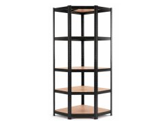 Regál 1800x900x400 mm rohový lakovaný 5-policový, nosnost 875 kg - černý