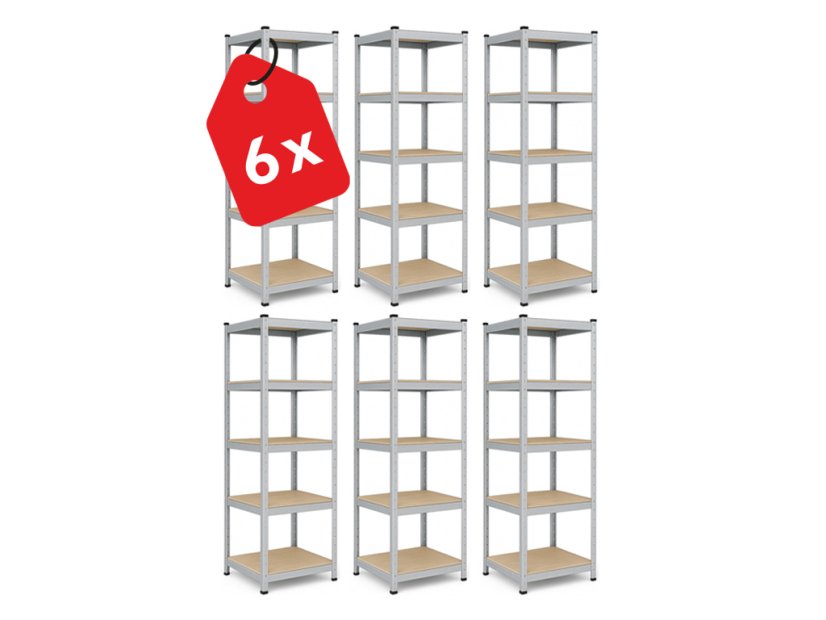 Regál 1800x400x400 mm pozinkovaný 5-policový, nosnosť 875 kg - 6ks