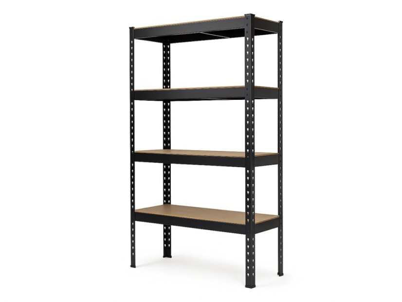 Regál 1800x1400x400 mm profesionální 4-policový, nosnost 1600 kg - černý