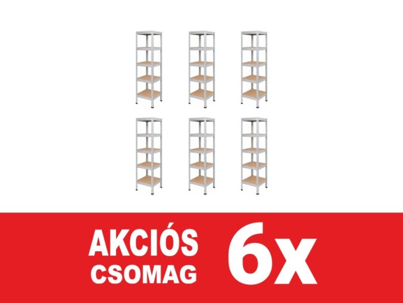 Polcrendszer 1830x400x400 mm horganyzott 5 polcos, teherbírás 1000 kg, RIVET - 6db