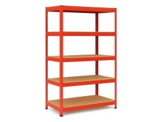 Regál 1800x900x400 mm lakovaný 5-policový, nosnost 875 kg - červený - 5ks
