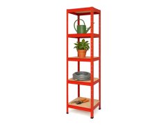Regál 1800x400x400 mm lakovaný 5-policový, nosnost 875 kg - červený